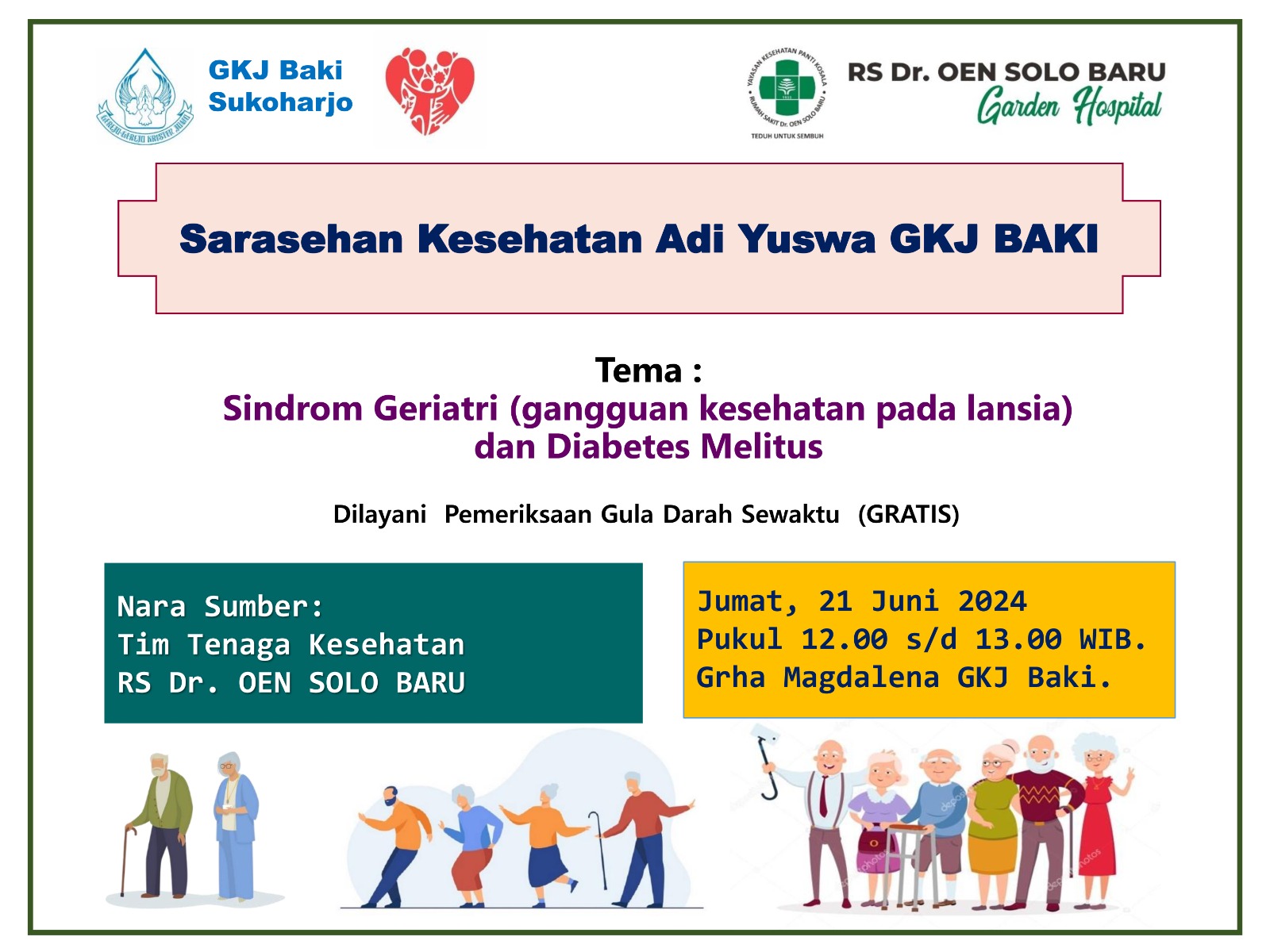 Sarasehan Kesehatan Adiyuswa GKJ Baki bekerjasama dengan RS. dr. Oen Solo Baru, Tim Kesehatan, gereja kristen jawa, gkj, gkj baki, gereja kristen jawa baki, baki, sukoharjo, gkj klasis sukoharjo, klasis sukoharjo, klasis, sinode gkj, sinode 