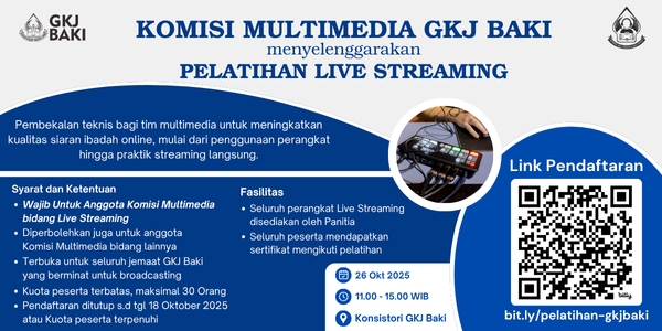 warta jemaat, Pelatihan Live Streaming GKJ Baki, gereja kristen jawa, gkj, gkj baki, gereja kristen jawa baki, baki, sukoharjo, gkj klasis sukoharjo, klasis sukoharjo, klasis, sinode gkj, sinode 