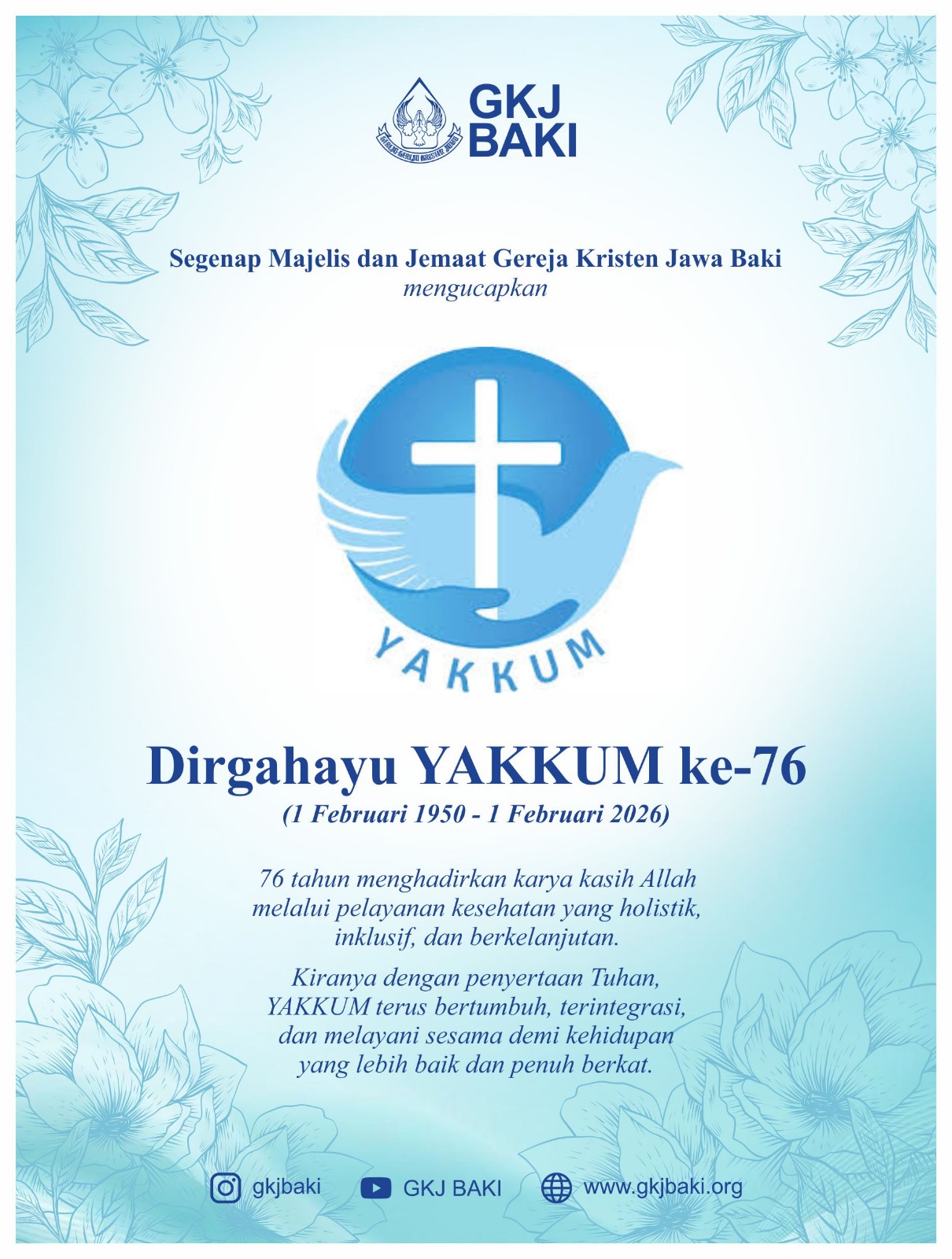 Dirgahayu YAKKUM yang ke-76, gereja kristen jawa, gkj, gkj baki, gereja kristen jawa baki, baki, sukoharjo, gkj klasis sukoharjo, klasis sukoharjo, klasis, sinode gkj, sinode 